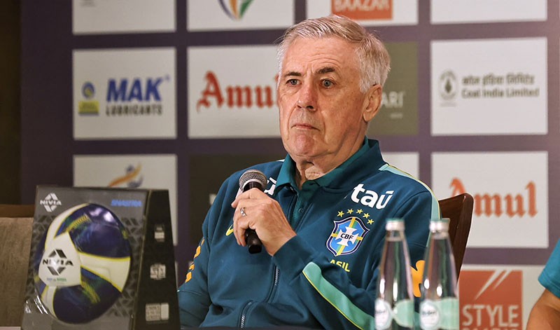 In Images: Brazil coach Carlo Ancelotti and captain Marquinhos meet press in Kolkata