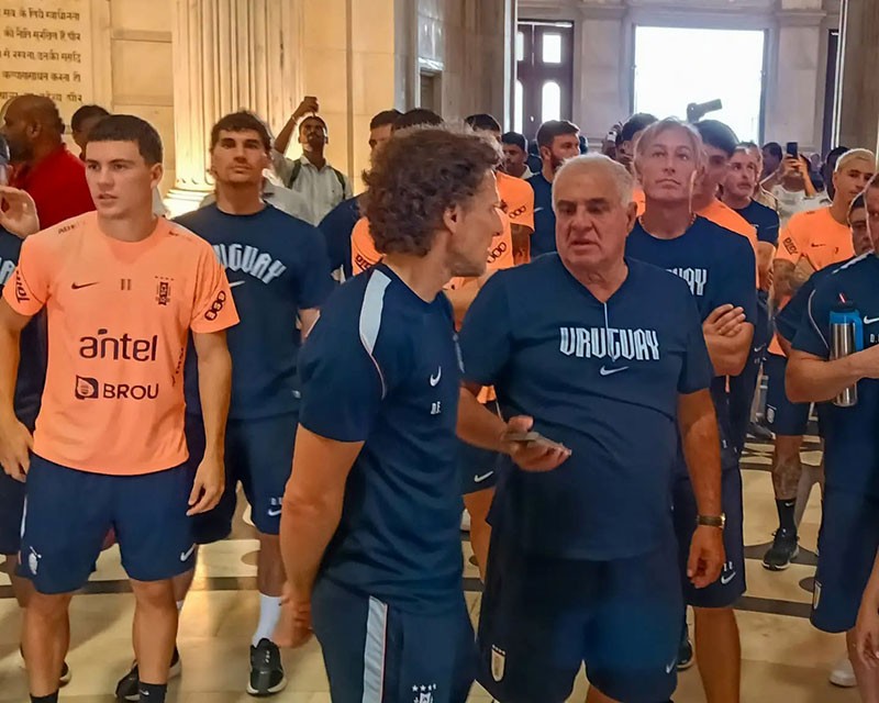 In Images: Uruguay football team explores Victoria Memorial’s grandeur in Kolkata