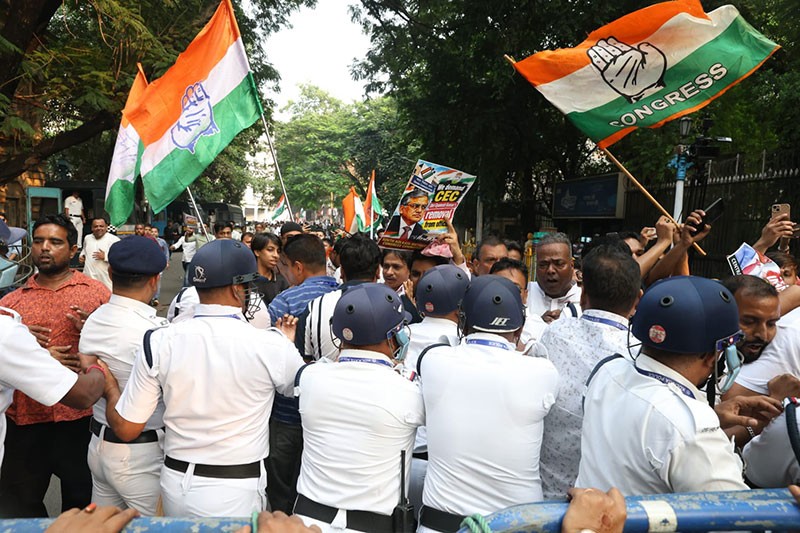 In Images: Congress workers detained during Lok Bhavan protest in Kolkata
