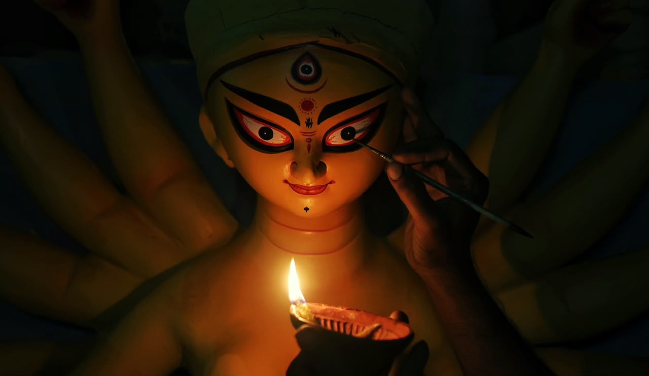 In Images: Durga Puja artisans give final touches to idols as Kolkata gears up for the festivities
