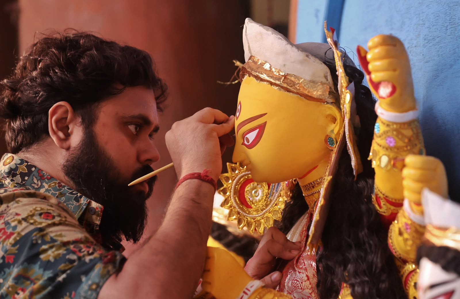 In Images: Durga Puja artisans give final touches to idols as Kolkata gears up for the festivities