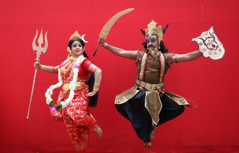 In Images: Kolkata celebrates Durga Puja with traditional dance at Indian Museum pandal