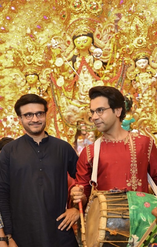 In Images: Rajkummar Rao joins Sourav Ganguly at Kolkata Durga Puja pandal