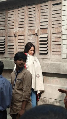 KalkiKoechlin shooting for an upcoming series at Bagbazar street in Kolkata.
