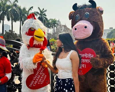 In Images: Love gets a vegan twist as activists hit the streets