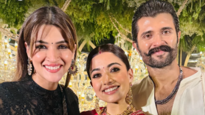 Kriti Sanon turns heads in black lehenga at Vijay–Rashmika wedding reception