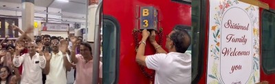 Viral video: Marwari wedding turns train coach into a ‘moving baraat’!