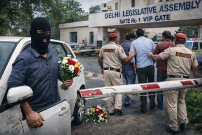 Masked man crashes VIP gate, leaves flower bouquet  — 3 held in Delhi Assembly shocker