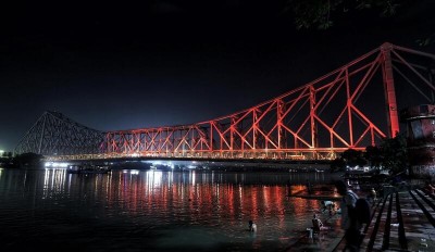 In Images: Kolkata’s Howrah Bridge lights up ahead of 3,000-drone show