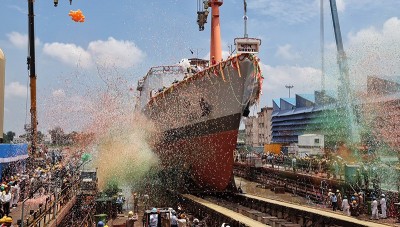GRSE launches Next Gen Offshore Patrol Vesse 'Shruti' in Kolkata
