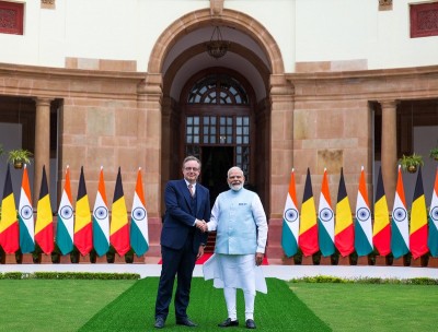 In Images: PM Modi meets Belgian Prime Minister Bart De Wever in New Delhi Caption: