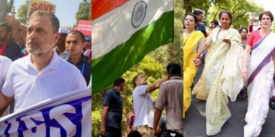 ‘Vote thief’ Gyanesh Kumar: Rahul Gandhi climbs barricade, waves Tricolour during explosive INDIA bloc protest