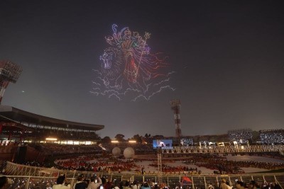 Maa Durga takes flight at Eden Gardens as BJP-led Bengal government unveils spectacular drone show on Mahalaya
