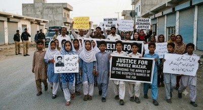 Children join protest in Pakistan’s Gwadar, demand justice for murdered teacher