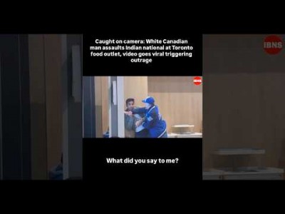Caught on camera: Canadian White man assaults Indian at Toronto food outlet