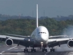Emirates A380 makes an incredible vertical landing in high winds, video goes viral