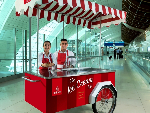 Emirates offering complimentary ice cream service to customers this summer season at Dubai International Airport