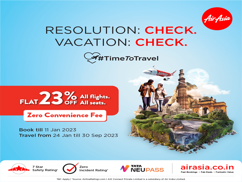 AIX Connect launches #TimeToTravel sale with flat 23 pct off on all flights, all seats