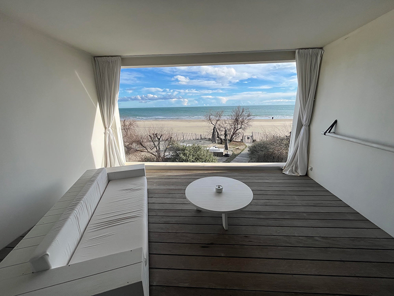 A view from one of the suites of Hôtel Spa Plage Palace on Palavas-les-Flots beach. Image by Sujoy Dhar. 