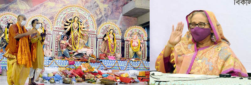 Mahua Moitra celebrated Durga Puja at her home in Bangladesh.