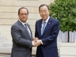 In France, Ban and President Hollande discuss global issues including upcoming Paris climate talks