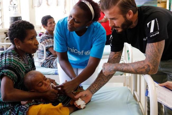 UNICEF Goodwill Ambassador David Beckham uses tattoos to show â€˜brutal realityâ€™ of child violence