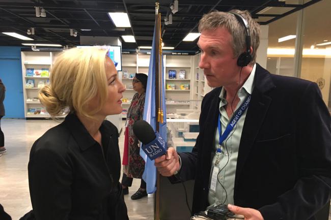 PODCAST: actress Gillian Anderson presents film at UN on human trafficking 