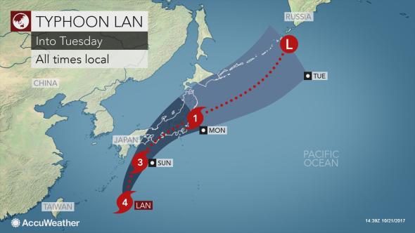 Typhoon Lan leaves five dead and many injured in Japan, hits Tokyo on Monday