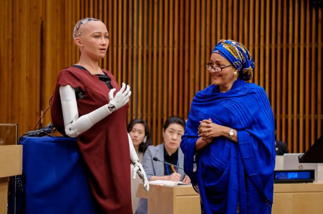 At UN, robot Sophia joins meeting on artificial intelligence and sustainable development