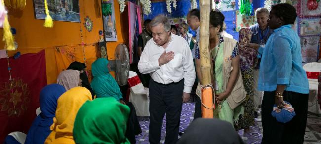 UN chief hears â€˜heartbreaking accountsâ€™ of suffering from Rohingya refugees in Bangladesh; urges international community to â€˜step up supportâ€™