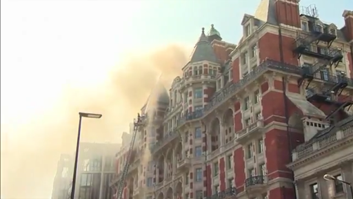 Massive fire breaks out at five star hotel in London