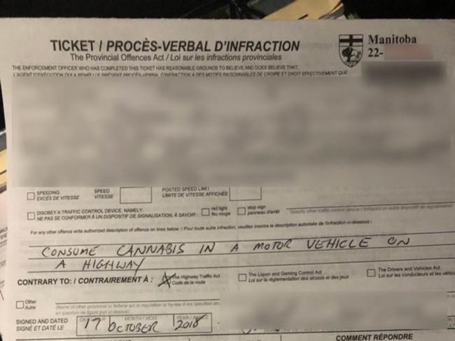 Winnipeg police issue ticket for consuming cannabis in vehicle