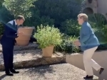 Namaste: French President Emmanuel Macron welcomes Anegela Merkel in Indian style, video goes viral
