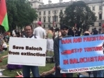 Free Balochistan Movement members demonstrate before British Parliament against Pak atrocities in Balochistan