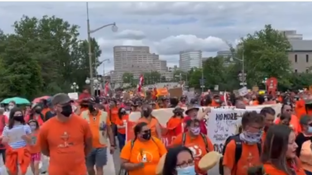 On 2021 Canada Day, demonstrators hit streets to observe Indigenous peoples' right
