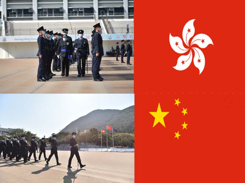 China is training Hong Kong Police officers on Chinese-style marching for handover events next year