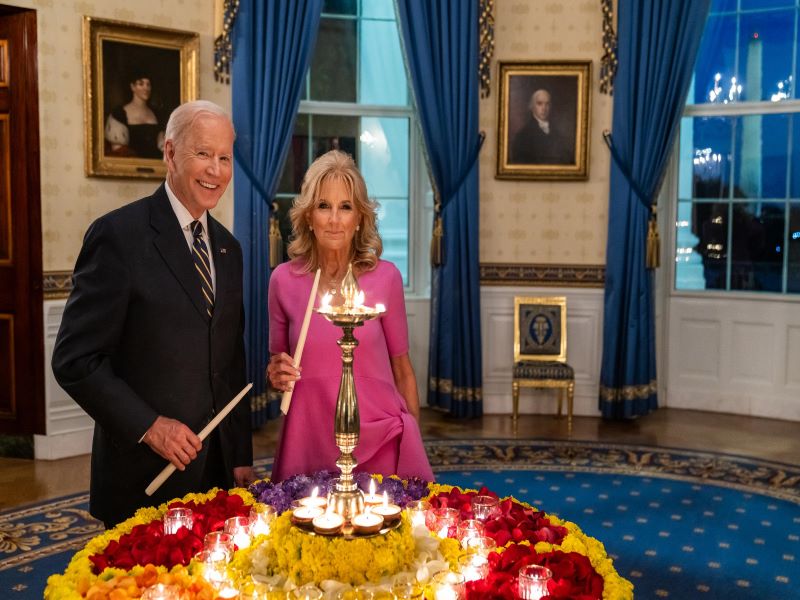 US Prez Joe Biden lights a diya at White House on Diwali, VP Kamala Harris wishes with a video message