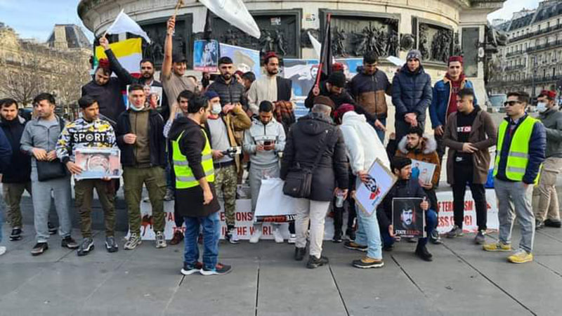 PTM activists demonstrate in Belgium against Pakistani soldiers firing on their leaders