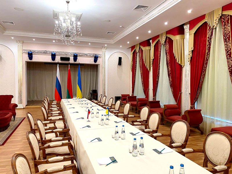 Venue for the meeting between Russian and Ukrainian delegation for negotiations between two countries, somewhere at Ukraine-Belarus border/UNI