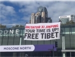 US: San Francisco activists display 'Free Tibet' banner ahead of Xi Jinping's visit