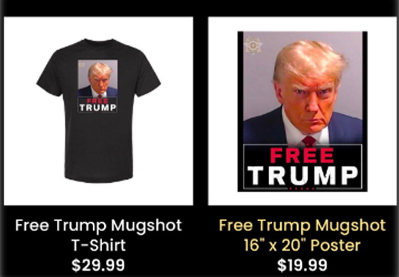 Former US President Donald Trump puts jail mugshot on campaign merchandise
