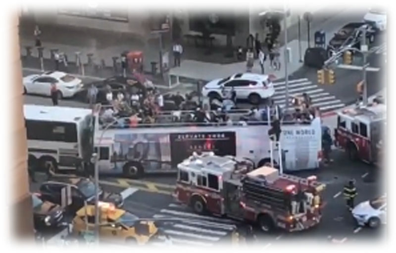 New York: 18 hurt as double-decker bus, city bus collide in Manhattan