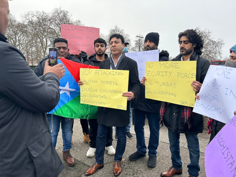 Baloch activists hold protest in London against police brutality in Pakistan's Gwadar