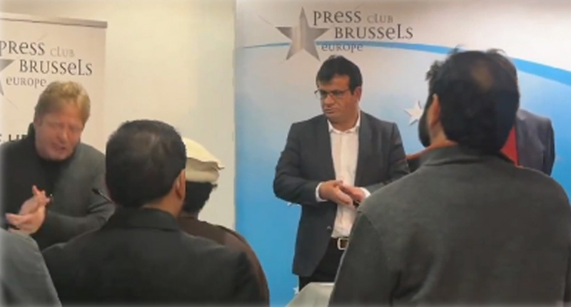 Activists discuss human rights violations taking place in Pakistan during press conference in Brussels