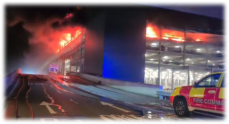 UK: Fire breaks out at terminal car park of London Luton Airport, flights suspended