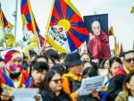 Tibetan women-in-exile members demonstrate against Chinese authorities in Shimla