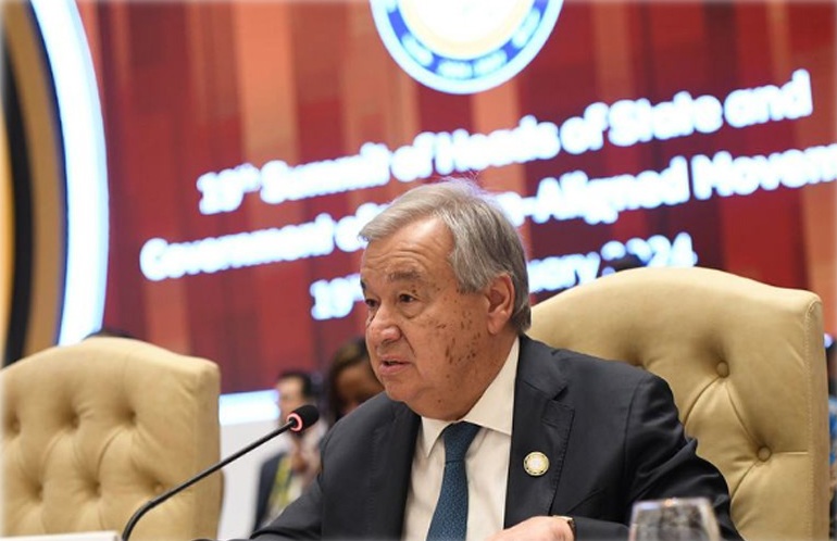 Antonio Guterres repeats call for Gaza ceasefire, release of hostages at Non-Aligned Movement summit