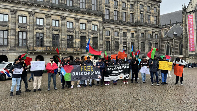 Baloch National Movement members demonstrate in Amsterdam against Pakistan's forced occupation of Balochistan