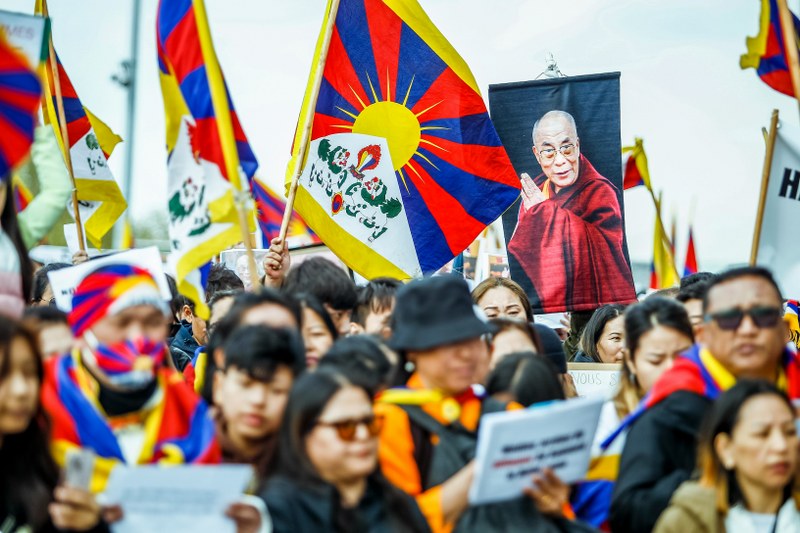 Tibetan diaspora members protest outside Chinese embassy in Vienna to mark 65th National Uprising Day