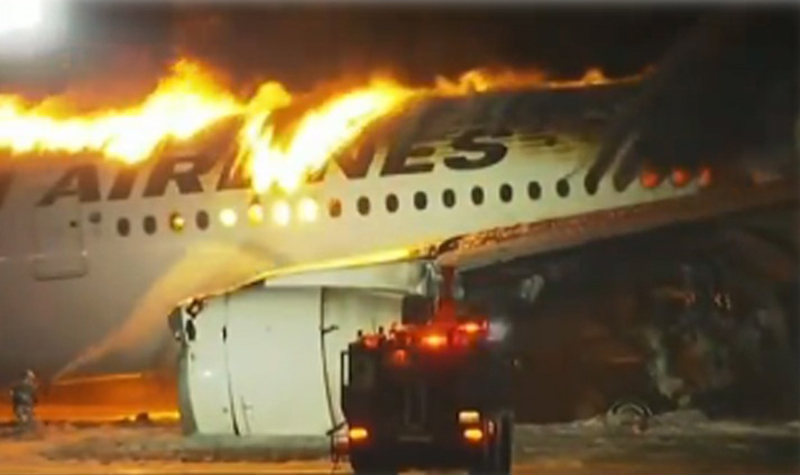 5 dead as Japan plane catches fire after collision with coast guard aircraft at Tokyo airport